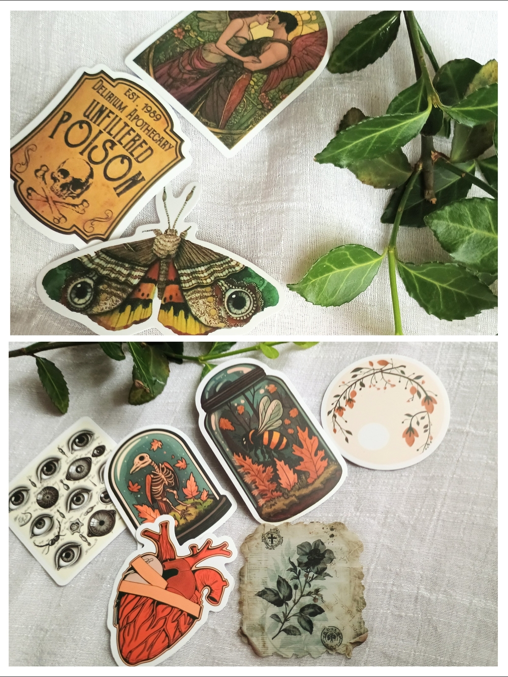 🕸️ DARK ACADEMIA 🕸️ 4 Dark Aesthetic Scrapbooking Stickers, Gothic, Dark Arts